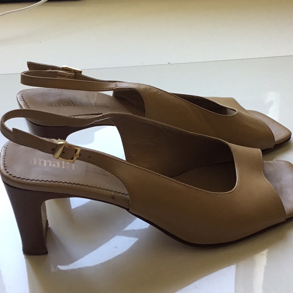 Amalfi open toe sling back in caramel, leather size 7 1/2M - Picture 2 of 6